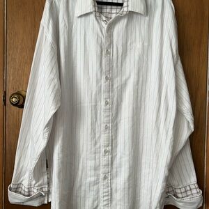 Sean John Men's White Striped Casual Shirt 3XB